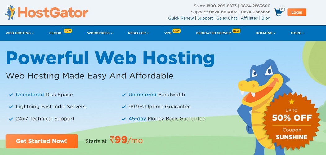 HostGator Fastest Web Hosting India